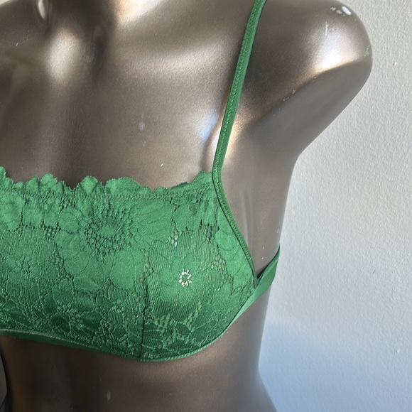 Aerie Green Floral Lace Bralette Size Large - Picture 2 of 5